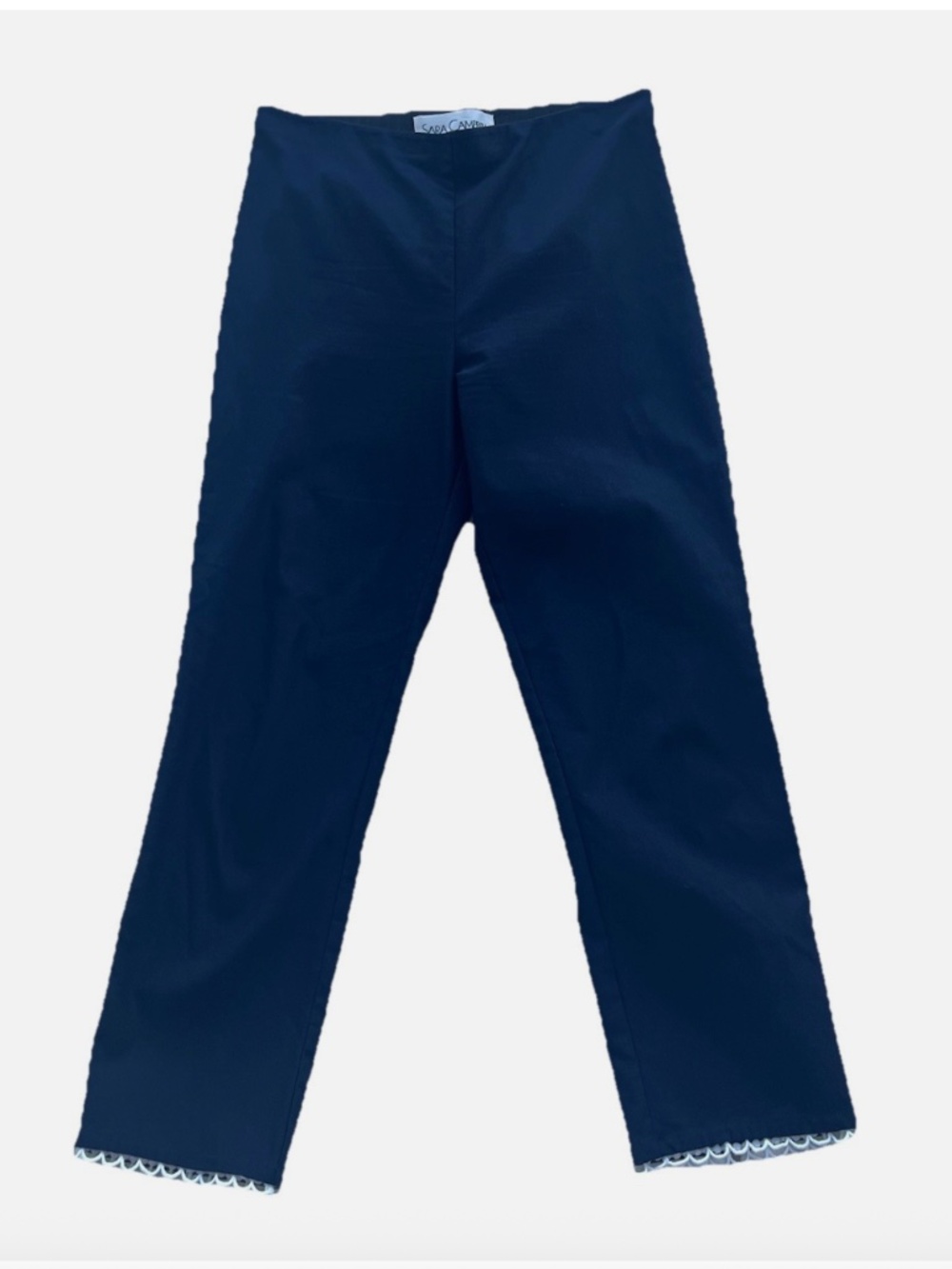 Sara Campbell Women's Pull On Ankle Pant Lace Scalloped Hem Navy Blue Size Small